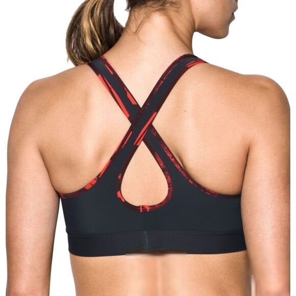 Under Armour Women Crossback Debossed Sports Bra 1300172 008 Sz XS Black/Red $60 - Picture 4 of 6
